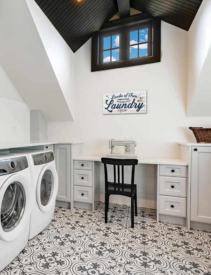 IPIC - Cute Laundry Room Decor, Rustic Canvas Wall Art Print on Acid-Free - Image 4