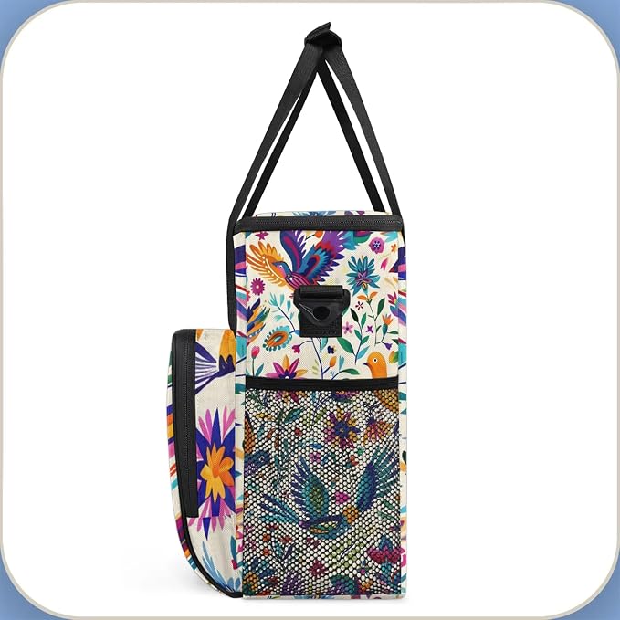 Mexica Mexico Floral Bird Coffee Maker Carring Bag, Large Insulated Storage - Image 4