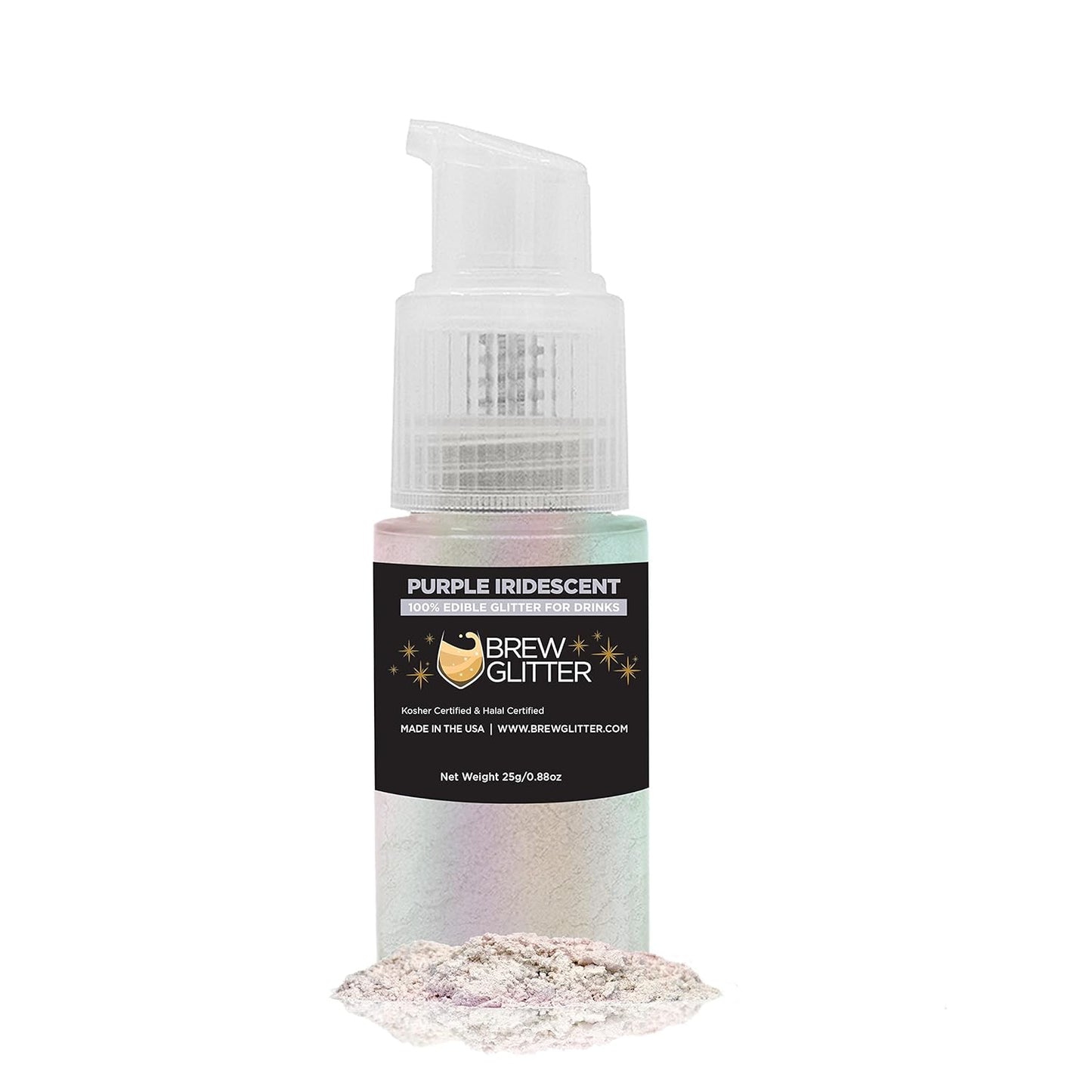 Purple Iridescent BREW GLITTER Edible Glitter For Drinks, Cocktails, Beer, Garnish Glitter & Beverages | 100% Edible & Food Grade | Vegan, Gluten, Nut Free (25g Spray Pump, Purple Iridescent)