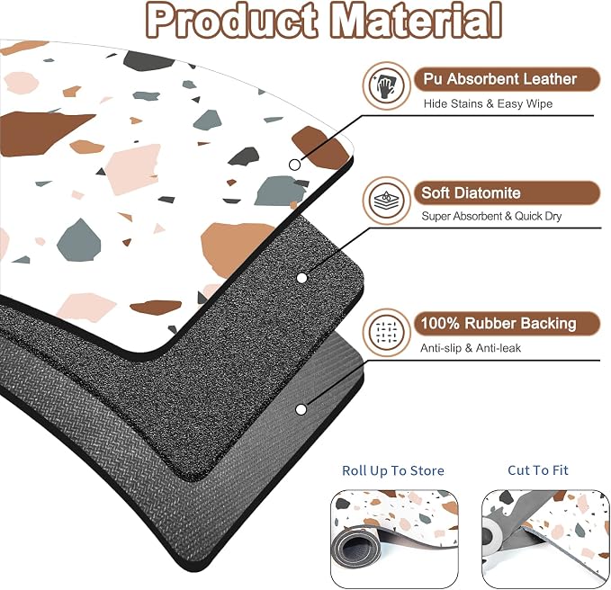 Dish Drying Mat for Kitchen Counter, Super Absorbent & Stain-Resistant - Image 2