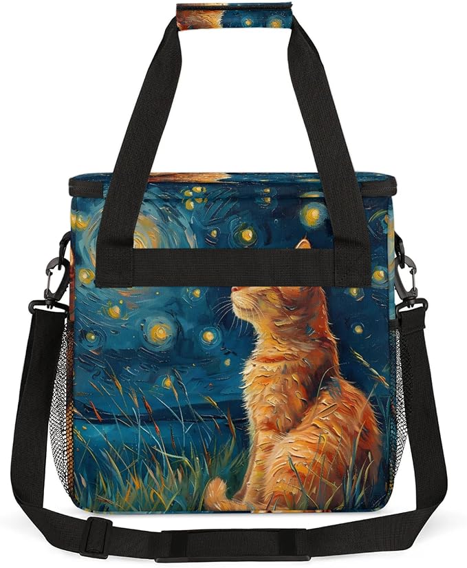 Cat Themed Coffee Maker Carring Bag, Large Insulated Storage Organizer Case - Image 5