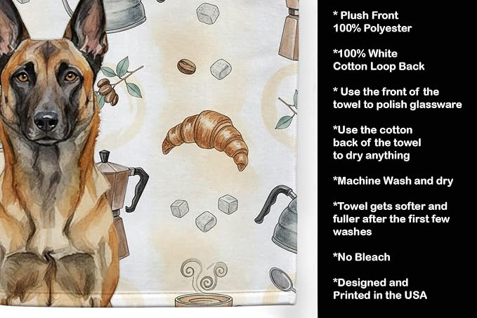 Caroline's Treasures Belgian Malinois Coffee Bar Kitchen Towel Velour Plush - Image 4