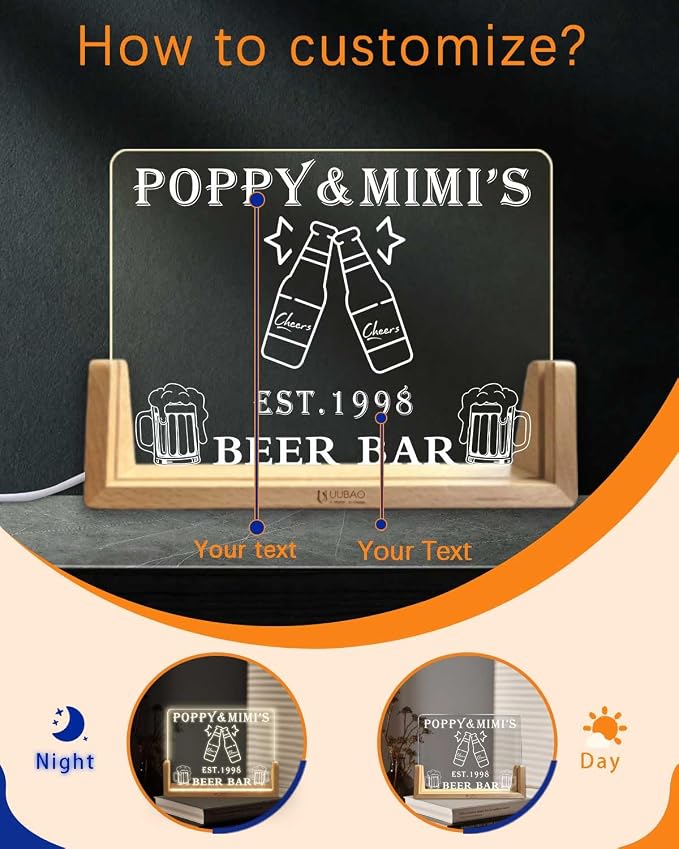 Personalized Light Up Signs for Home Bar Customized Name Bar Gifts Night Light - Image 2