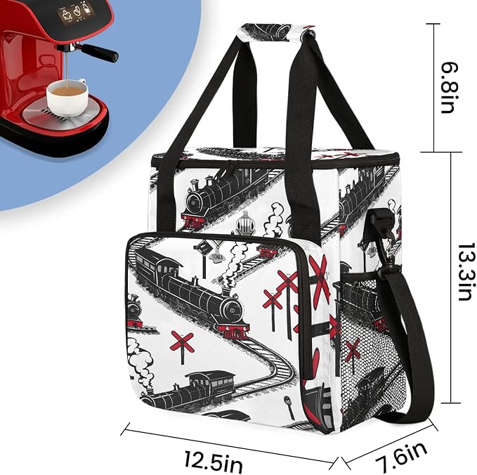 Cartoon Train Coffee Maker Carring Bag, Large Insulated Storage Organizer Case - Image 2