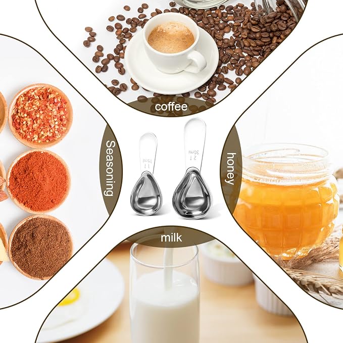 Safring Stainless steel coffee scoop 2-piece set durable Tablespoon, ergonomic - Image 4