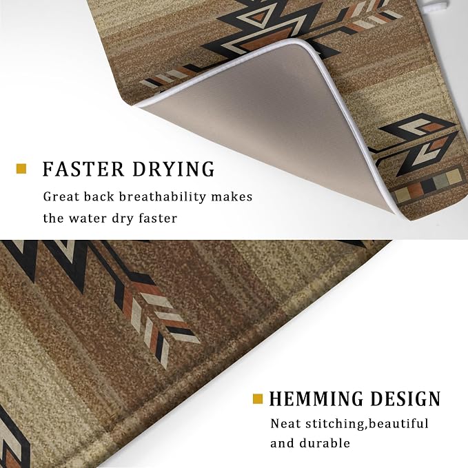Giwawa 18"x24" Southwestern Dish Drying Mat Rustic Brown Tribal Ethnic Large - Image 3