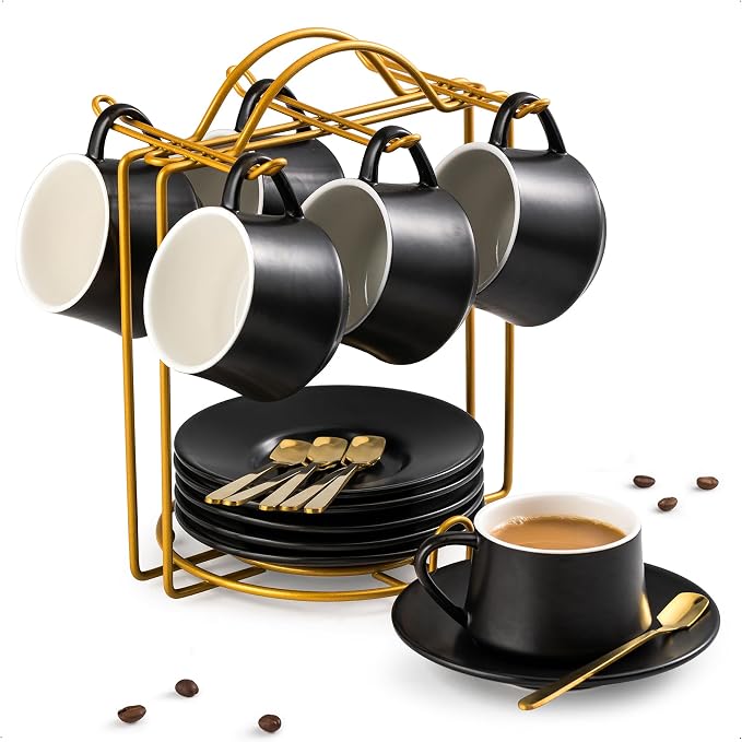 YHOSSEUN Ceramic Espresso Cups Set of 6, 4 OZ Expresso Shots Cup by YHOSSEUN