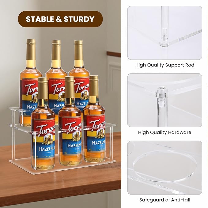 IEEK Coffee Syrup Rack Organizer 2-Tier 6 Syrup Bottles Holder Stand - Image 5