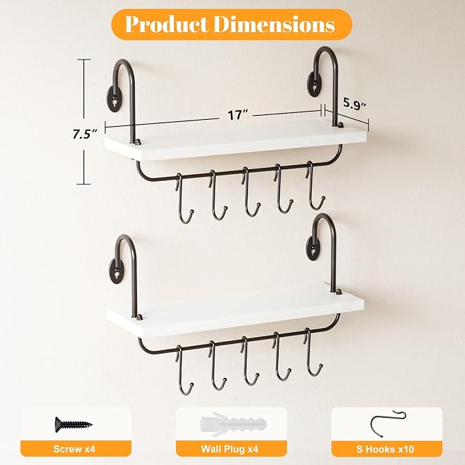 Olakee Floating Wall Shelves for Kitchen Bathroom Coffee Nook - Image 3