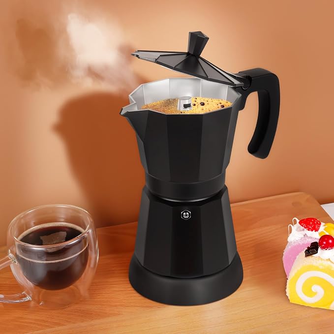 Black Aluminum Electric Moka Pot, 3 or 6 Cups Espresso Maker - Image 6