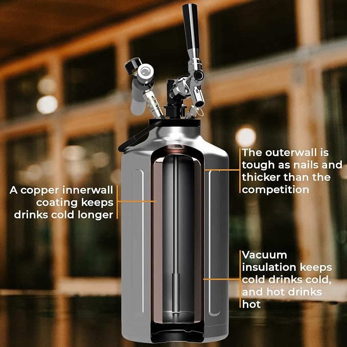 TrailKeg - Carbonated Growler for Beer - Half Gallon - 18/8 Stainless Steel - - Image 6