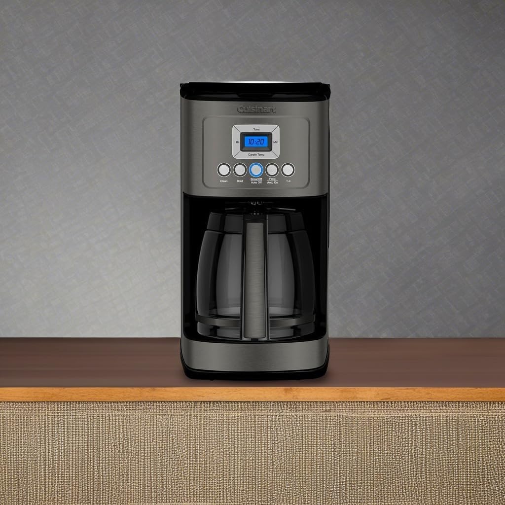 Cuisinart 14-Cup Coffee Maker, Programmable PerfecTemp Glass Carafe Coffee Machine with 1-4 Cup Setting, Brew Strength Control and Brew Pause, Stainless Steel, DCC-3200BKSNAS, Black