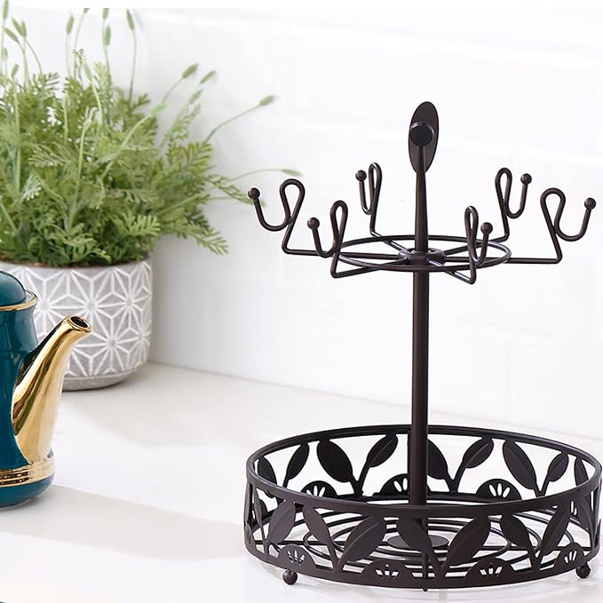 Coffee Mug Holder with Coffee Pod Basket Storage, Rotatable 6-capacity Cup Mug - Image 6