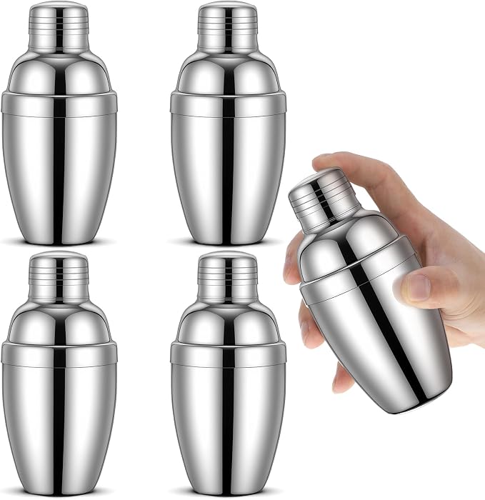 4 Pcs Mini Cocktail Shaker, 8 oz Professional Stainless Steel Martini Drink by Unknown