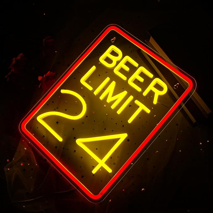 Beer Neon Sign for Wall Decor Dimmable Beer Limit 24 Neon Light Sign Bar Led - Image 2