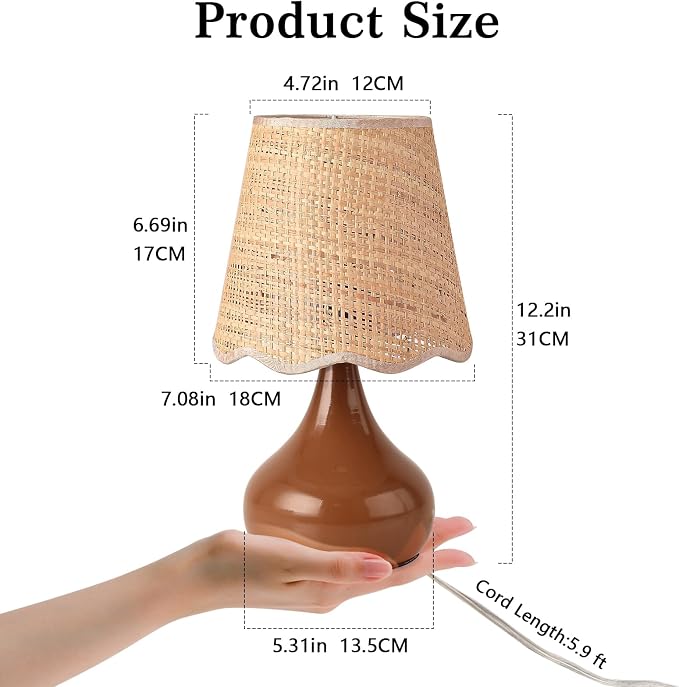 Ziqqeelam Brown Small Bedside Table Lamp - Image 4