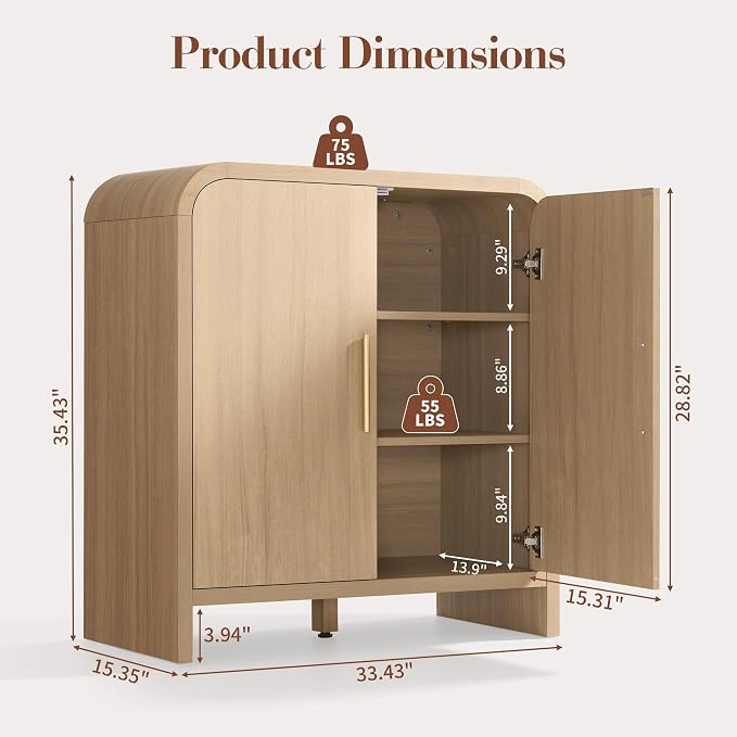 Set of 2 Curved Buffet Storage Cabinet - Image 2
