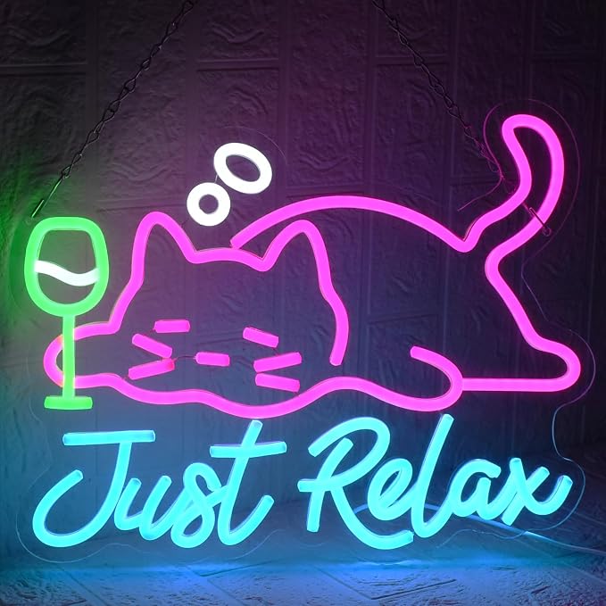 Cat Beer Neon Sign, Just Relax Neon Signs - Image 5