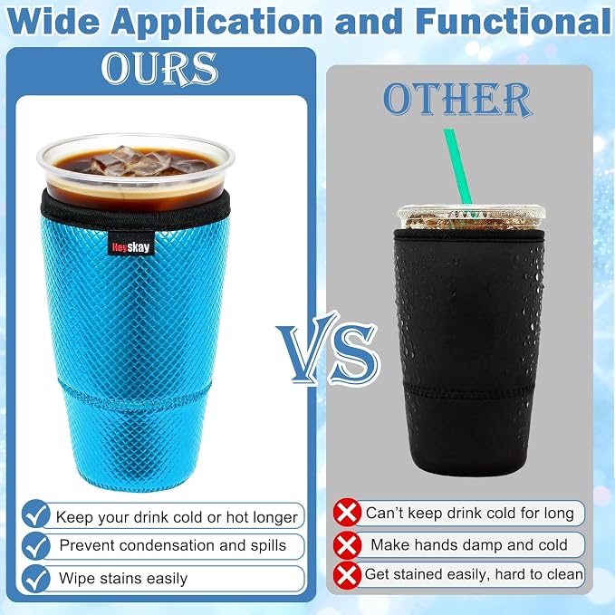 HEYSKAY Insulated Coffee Cup Sleeves Reusable Neoprene PU Leather Universal - Image 4