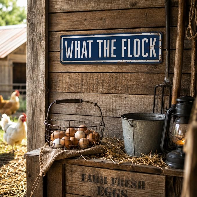 Funny Farm Sign, What the Flock Sign, 15.8x4 inches, Hen House Decor, Chicken - Image 4