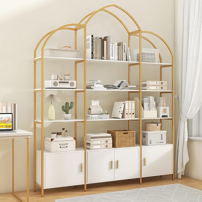 Arched Bookshelves and Bookcases: Triple Wide 5-Tier Large Open Bookshelf - Image 8