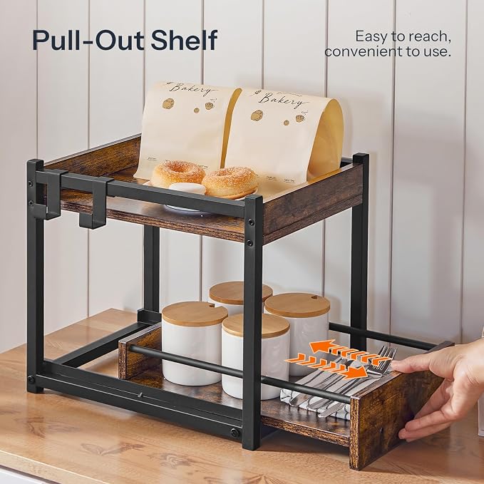 HOOBRO Kitchen Countertop Organizer, Corner Shelf Organizer, 2-Tier Spice Rack - Image 4