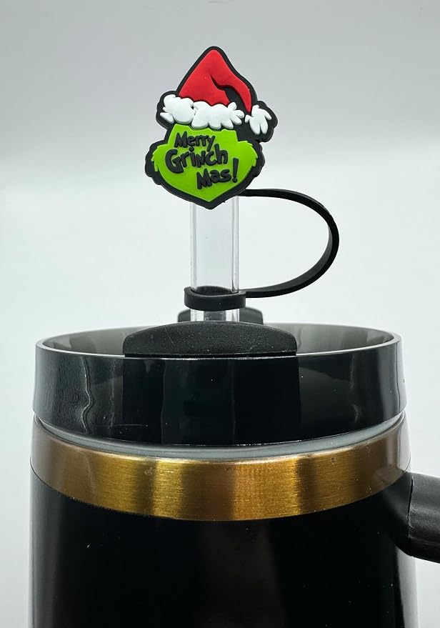 6 Pack 10mm Christmas Grinchmas Straw Toppers, Fits Stanley and Simple Modern - Image 2