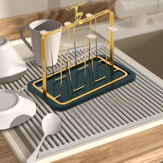 Reusable Cup Drying Rack Stand, Non-Slip Drying Glasses Rack, Silicone Designs - Image 6