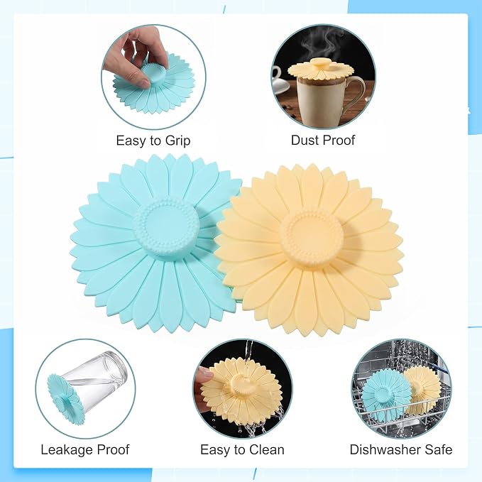 2 PCS Silicone Cup Lids, Reusable Coffee Cup Covers - Image 5