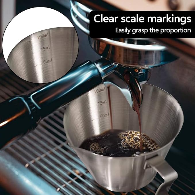 2 Packs 3.38 OZ/100 ML Stainless Steel Espresso Measuring Cup, Metal Espresso - Image 4