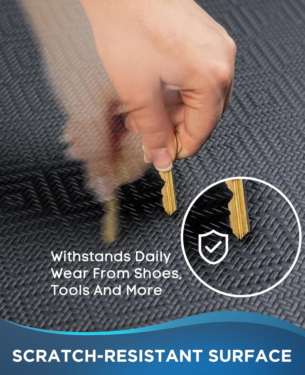 Ophanie Kitchen Mats for Floor, 3/4 inch Thick, 20x39 Anti Fatigue Cushioned Mat, Kitchen Rugs, Waterproof, Comfort Ergonomic Standing Mat for Office, Home, Sink, Black Non-Slip Ridged Bottom