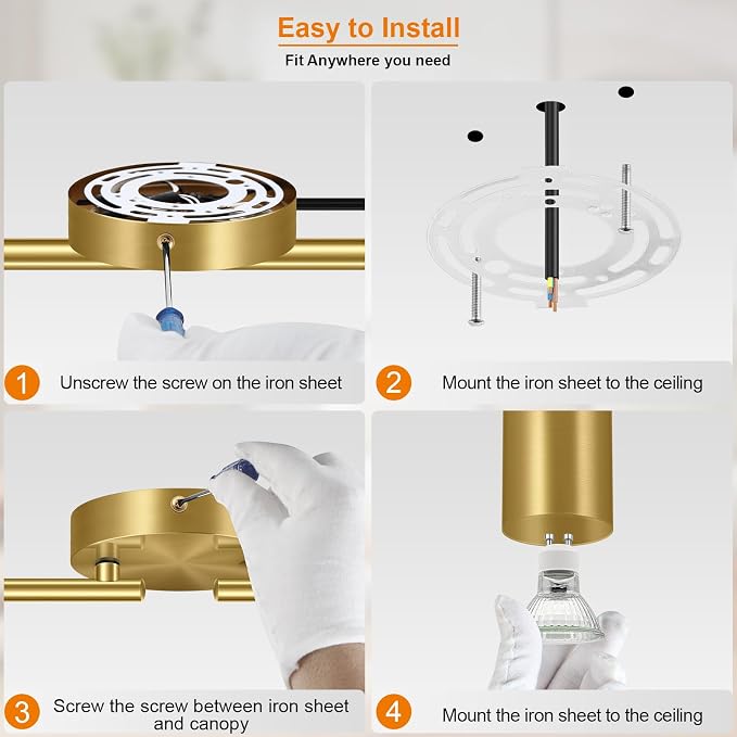 Plug in Track Lighting LED, Track Lighting Fixtures Ceiling Gold, 4-Light - Image 7