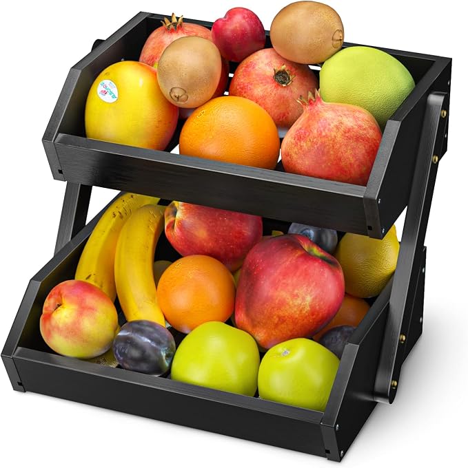 G.a HOMEFAVOR Fruit Basket for Kitchen, 2-Tier Fruit Bowl for Kitchen Counter - Image 6