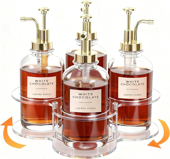 IEEK Rotating Coffee Syrup Organizer, Syrup Bottle Holder by IEEK