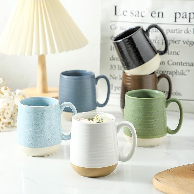Hasense Stoneware Coffee Mugs Set of 6, 15 Oz Large Coffee Cups - Image 7