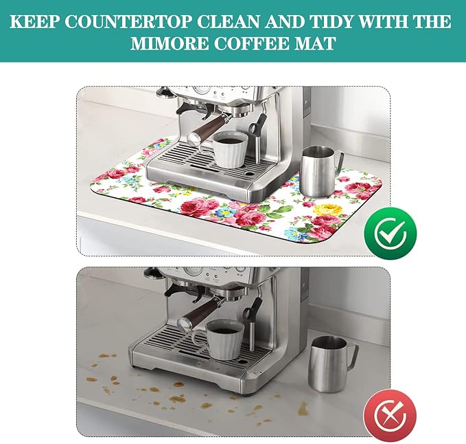 Coffee Mat - Flower Absorbent Drying Mat Waterproof Protects Kitchen - Maker - Image 5