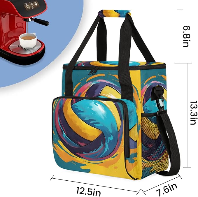 Volleyball Coffee Maker Carring Bag, Large Insulated Storage Organizer Case - Image 2