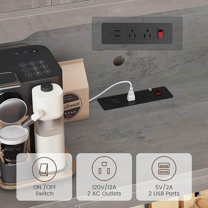 Itaar 71" Pantry Cabinet with Charging Station and LED Light, Kitchen Pantry - Image 4