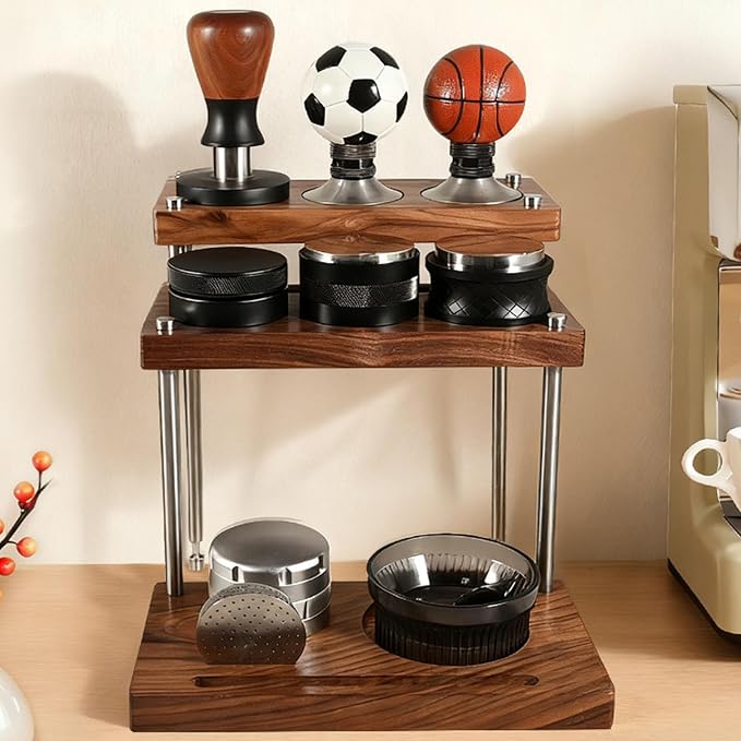 Wooden Espresso Tamper Holder Handmade Storage Rack Wood Storage Unit - Image 3