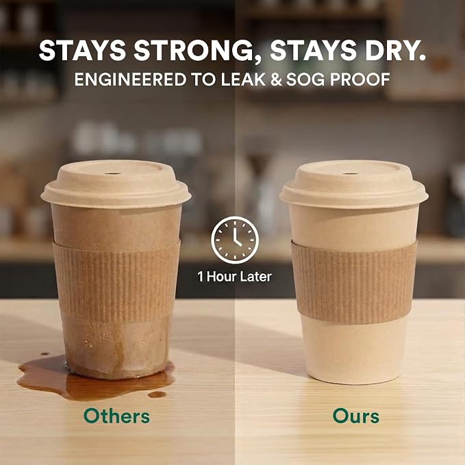 ECO SOUL 200 Pack 12 oz Disposable Coffee Cups - Image 6