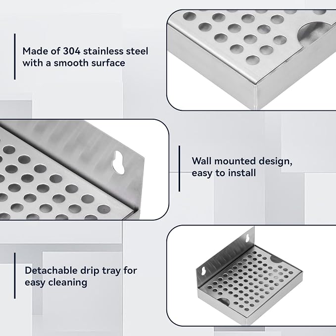 Kegerator Beer Drip Trays, Wall Mount Drip Tray - Image 5