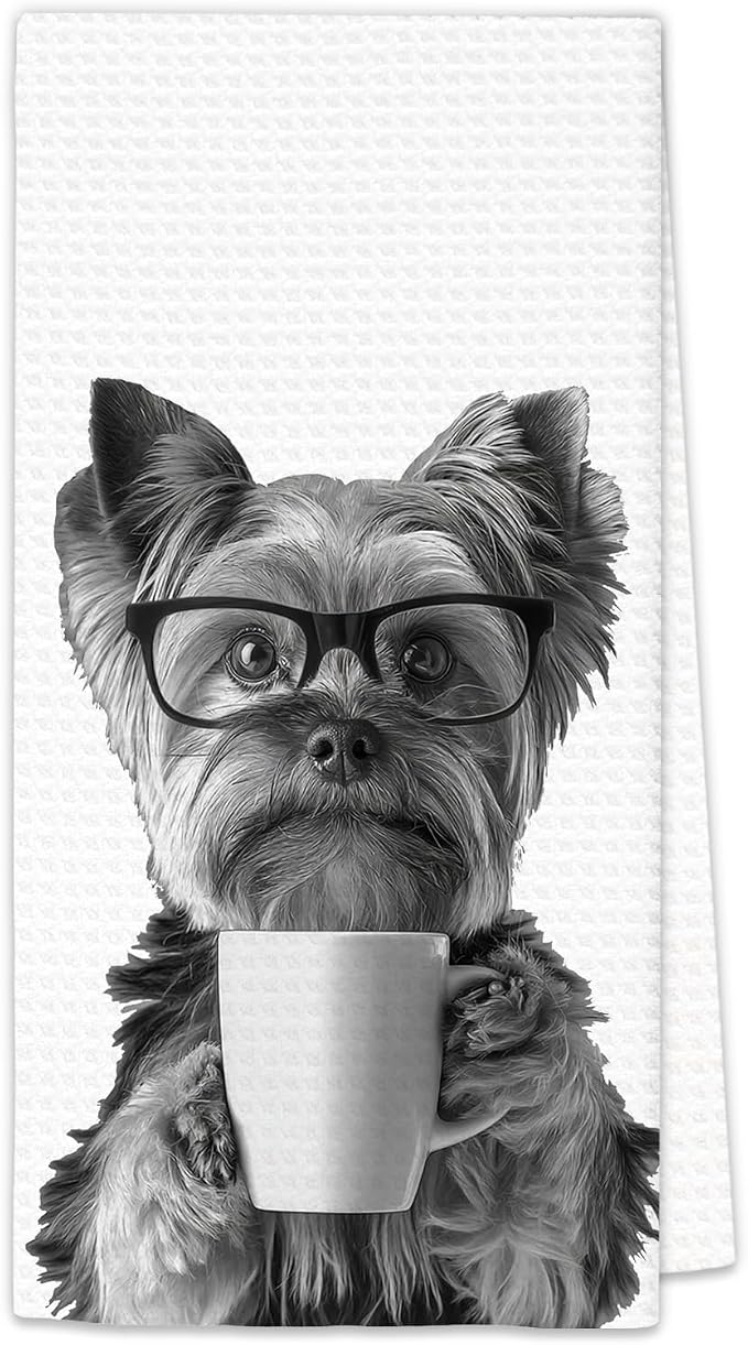 Yorkshire Terrier Gifts Coffee Dog Kitchen Towels, Gifts by OINDADE