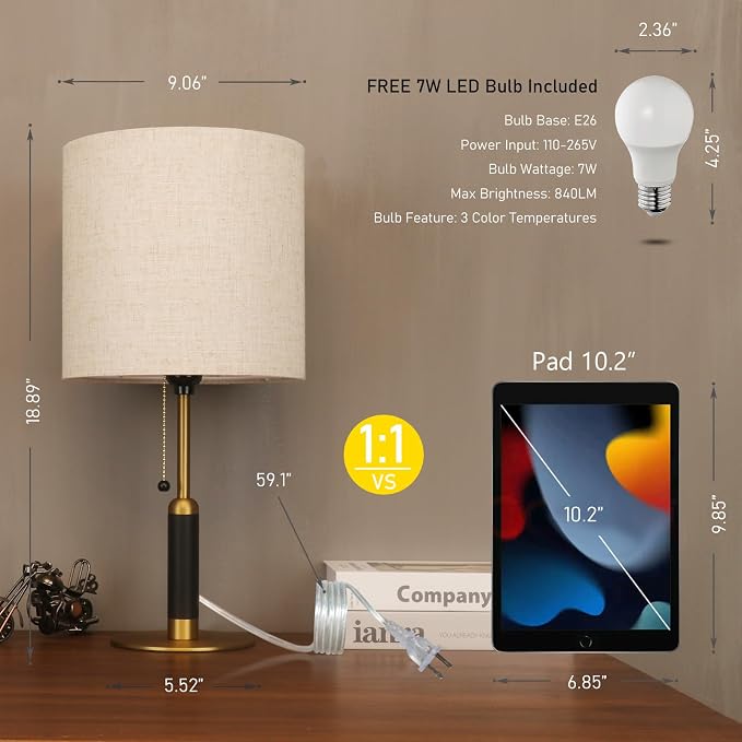 18.9" Mid Century Bedside Table Lamp - Image 2