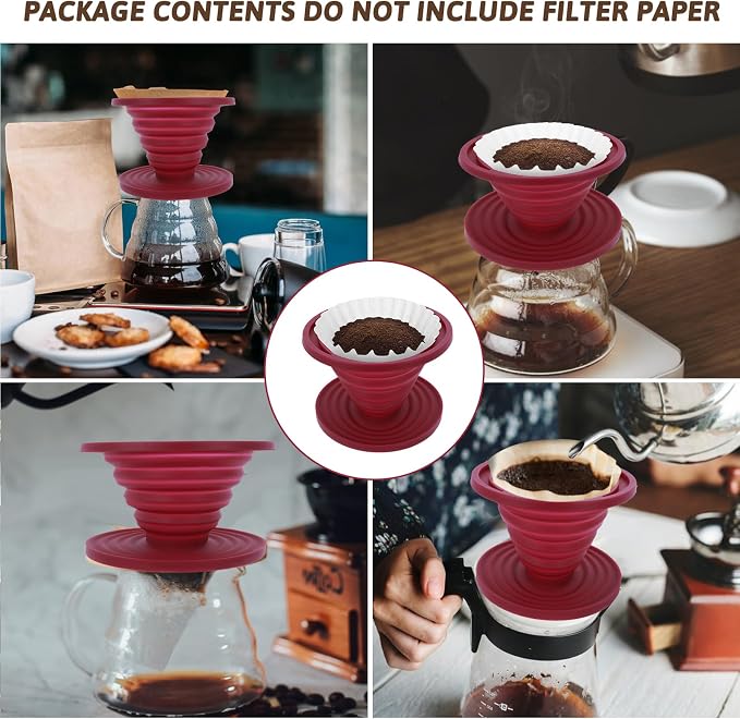 Coffee Dripper, Foldable Silicone Coffee Dripper Foldable Travel Pour Over - Image 3