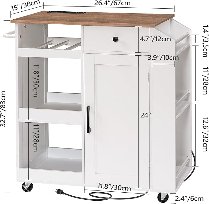 MAHANCRIS Kitchen Island with Power Outlet, Kitchen Storage Island with Drawer - Image 3