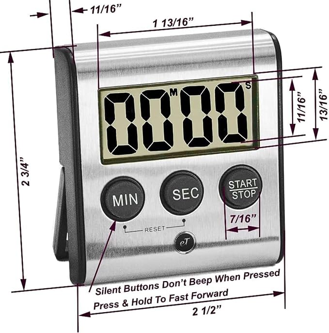 Elegant Digital Kitchen Timer Stainless Steel - Image 4