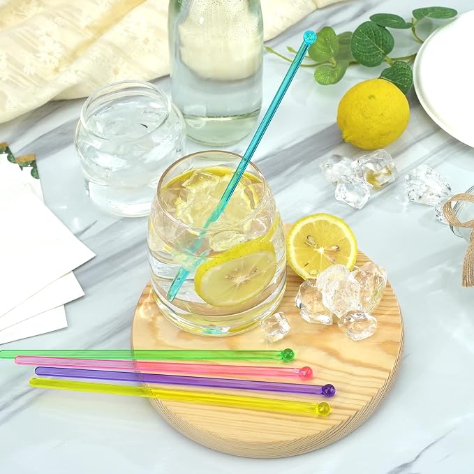 hapray 100-PCS 5 Color Plastic Swizzle Sticks, Crystal Cake Pops, Cocktail - Image 3