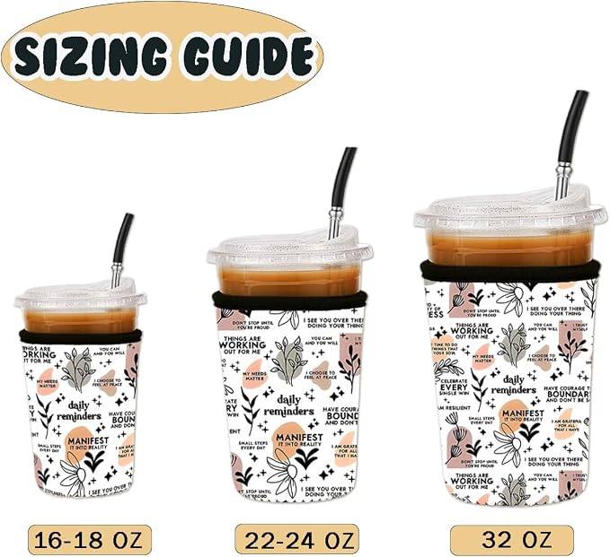 Reusable Insulated Neoprene Iced Coffee Cup Sleeve, Durable Drink Sleeve - Image 5