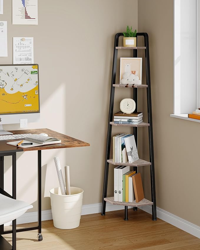 CHOEZON Corner Shelf, 5-Tier Ladder Corner Shelf, Ladder Bookshelf, 59.6" Tall - Image 3