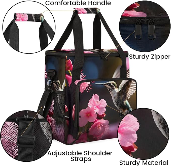 Hummingbirds And Flowers Coffee Maker Carring Bag, Large Insulated Storage - Image 6